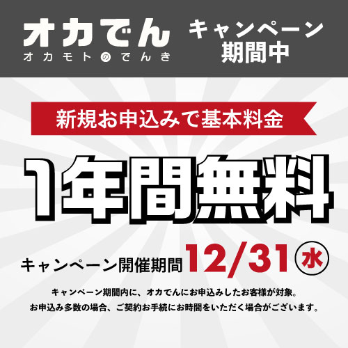 新規お申し込みで基本料金1年間無料【10月1日（水）～12月31日（水）】